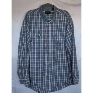 Vintage‎ Roper Mens Shirt XL Long Sleeve Button Down Blue Plaid Heavyweight